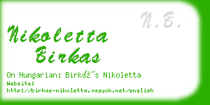 nikoletta birkas business card